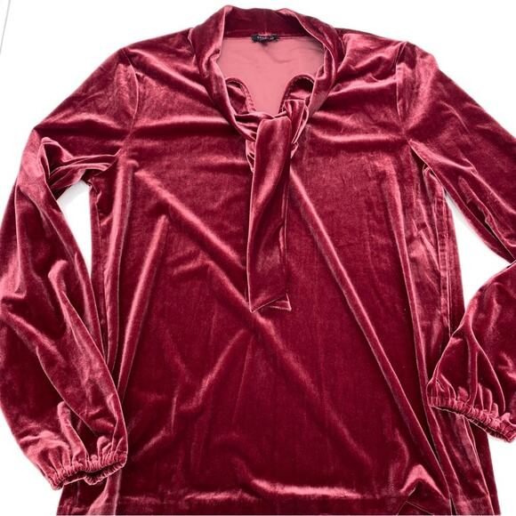 Talbots Velour Blouse Neck Tie Balloon Sleeve - Picture 1 of 6